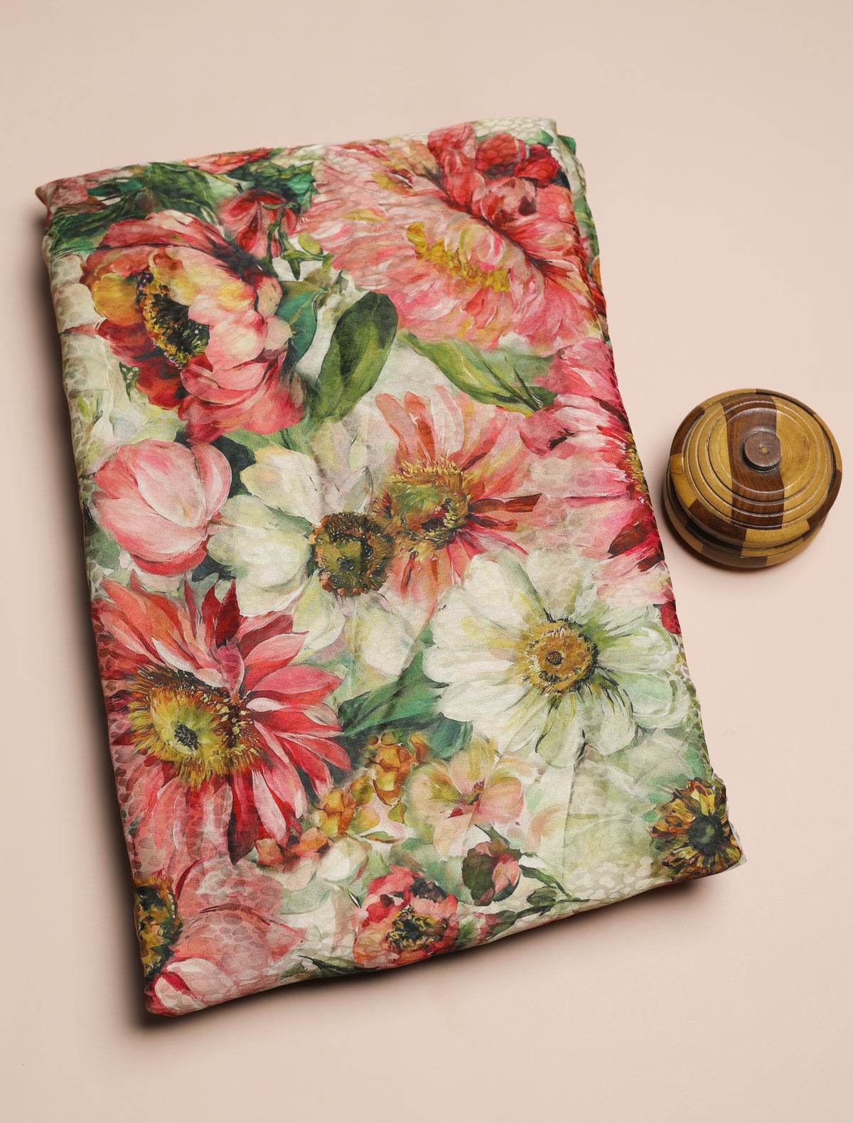 PURE CREPE SILK SELF DESIGN FABRIC - PRE-CUT 4 MTRS PIECE
