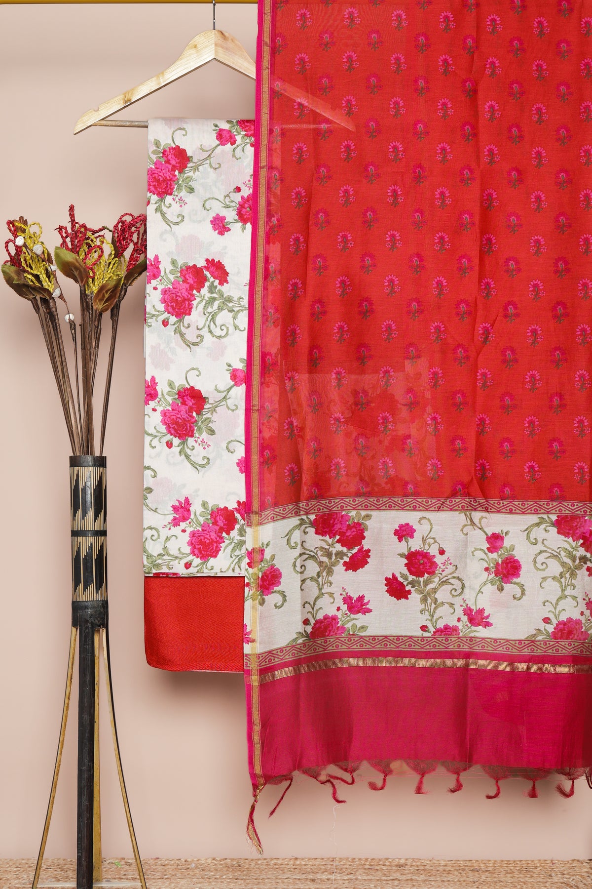 PURE MUL CHANDERI SUIT SET