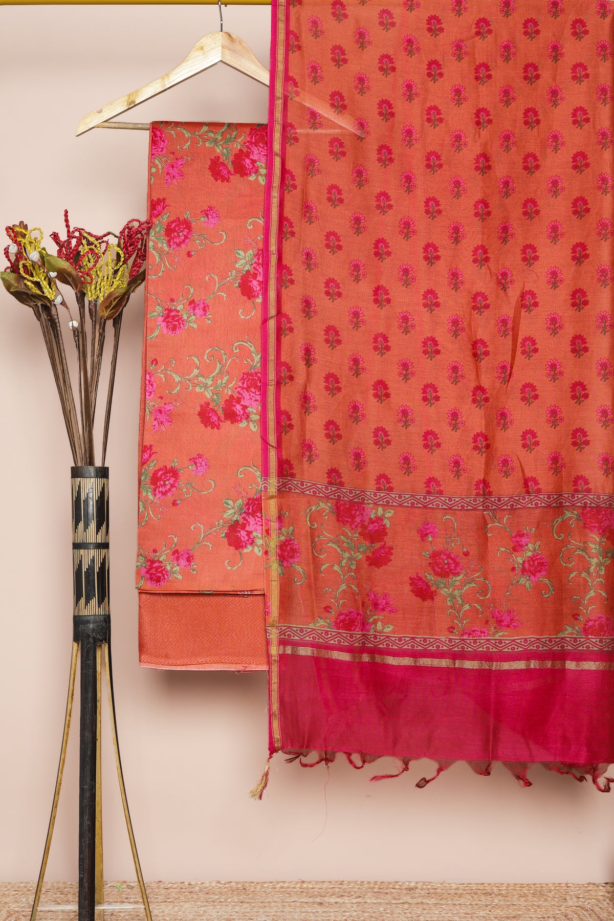 PURE MUL CHANDERI SUIT SET