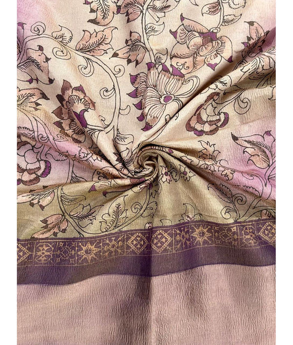 Tissue CRUSHED suit set with Kalamkari Dupatta