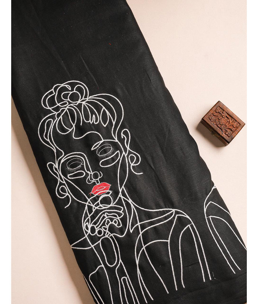 COTTON LINEN EMBROIDERED FABRIC