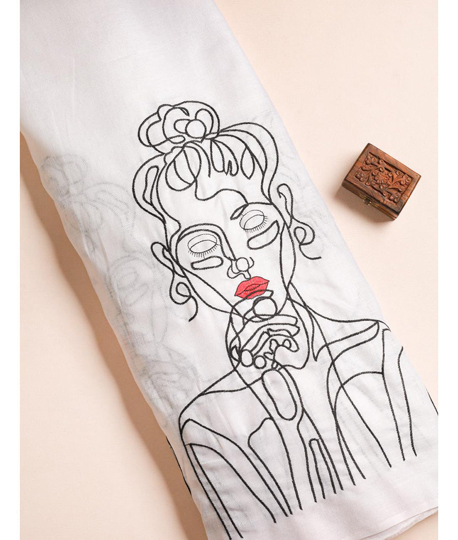 COTTON LINEN EMBROIDERED FABRIC