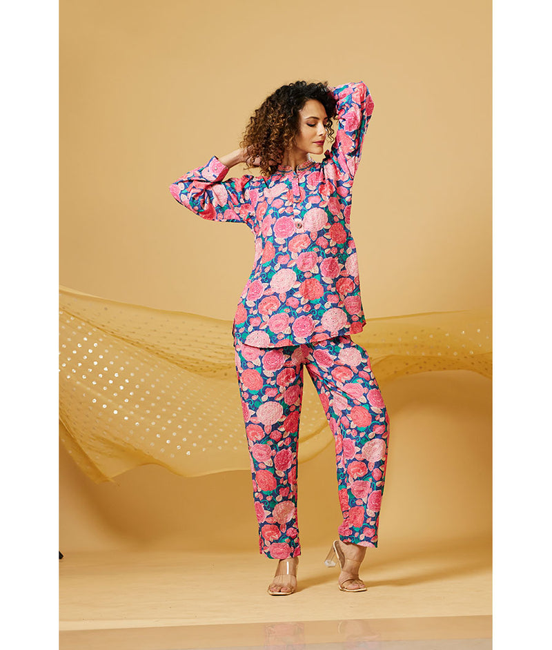 PINK FLORAL SCHIFFILI CO-ORD SET