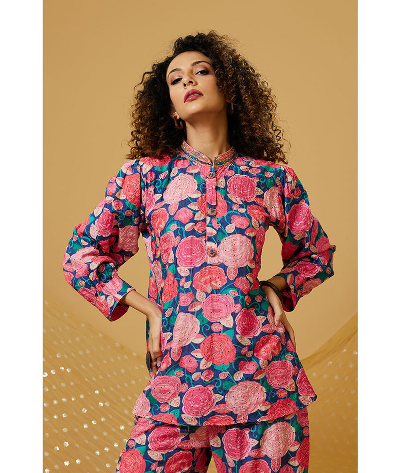 PINK FLORAL SCHIFFILI CO-ORD SET