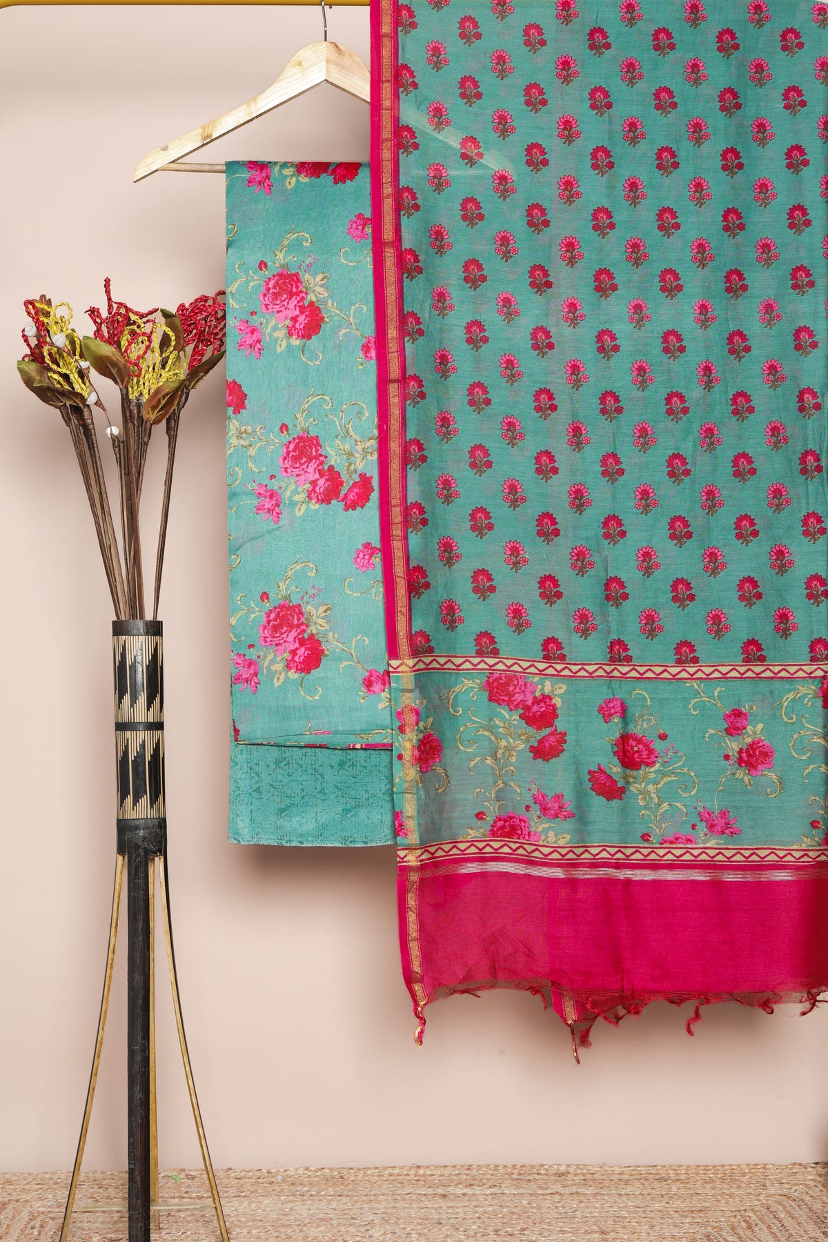 PURE MUL CHANDERI SUIT SET