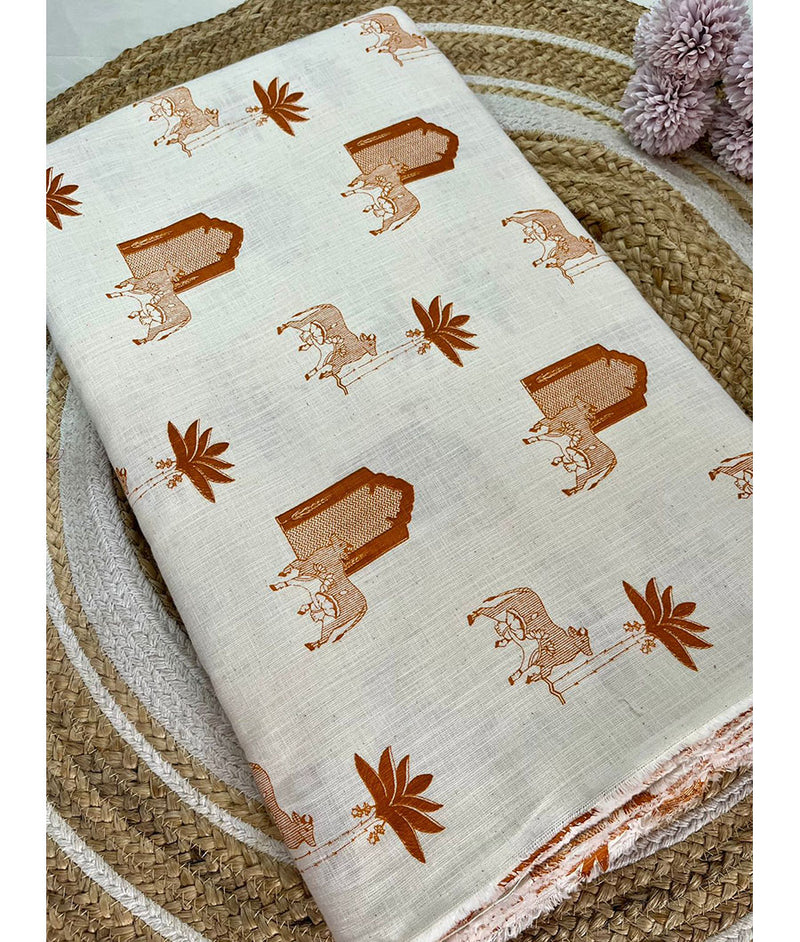 Cotton slub Pichwai Printed fabric