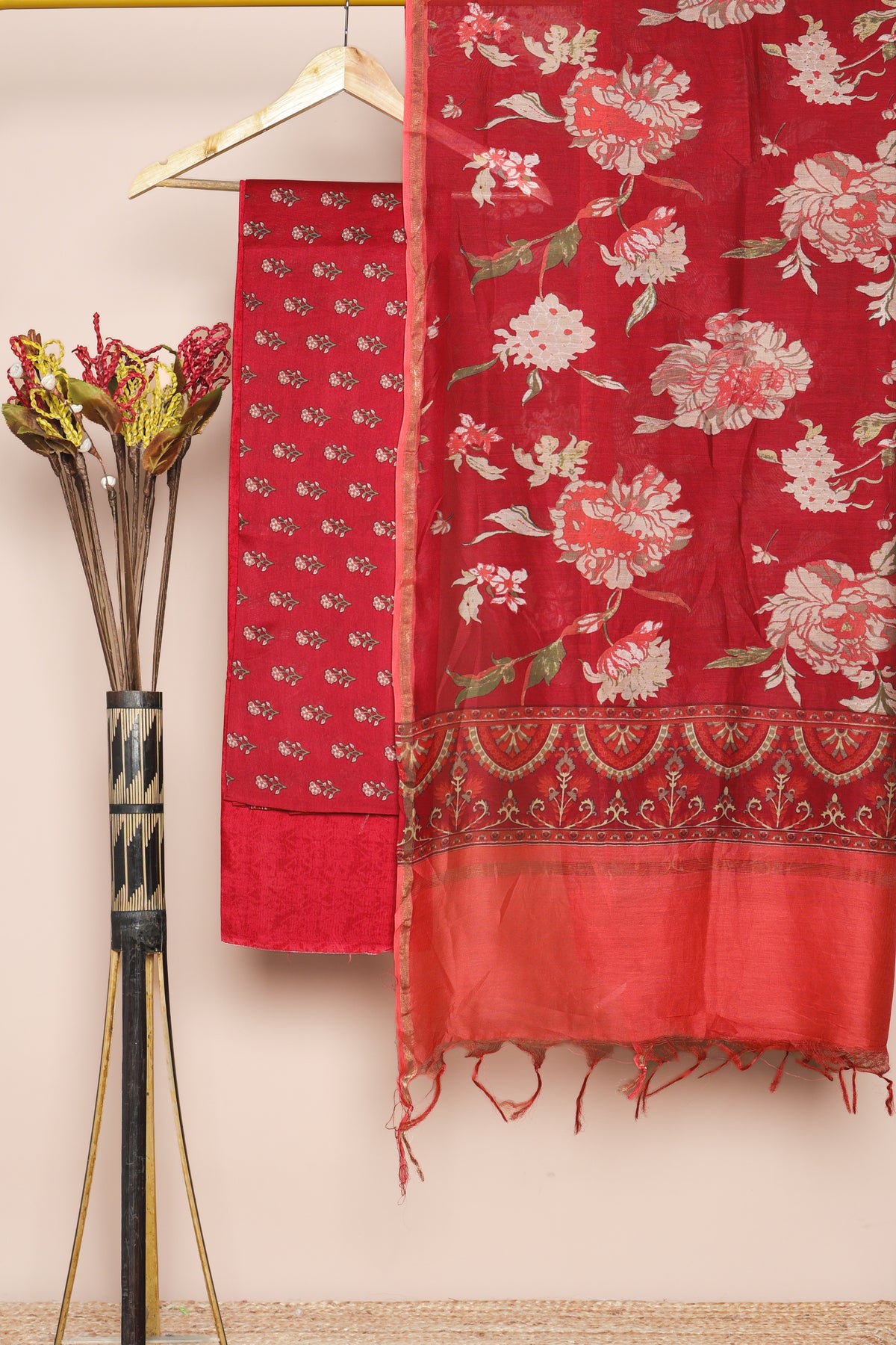 PURE MUL CHANDERI SUIT SET