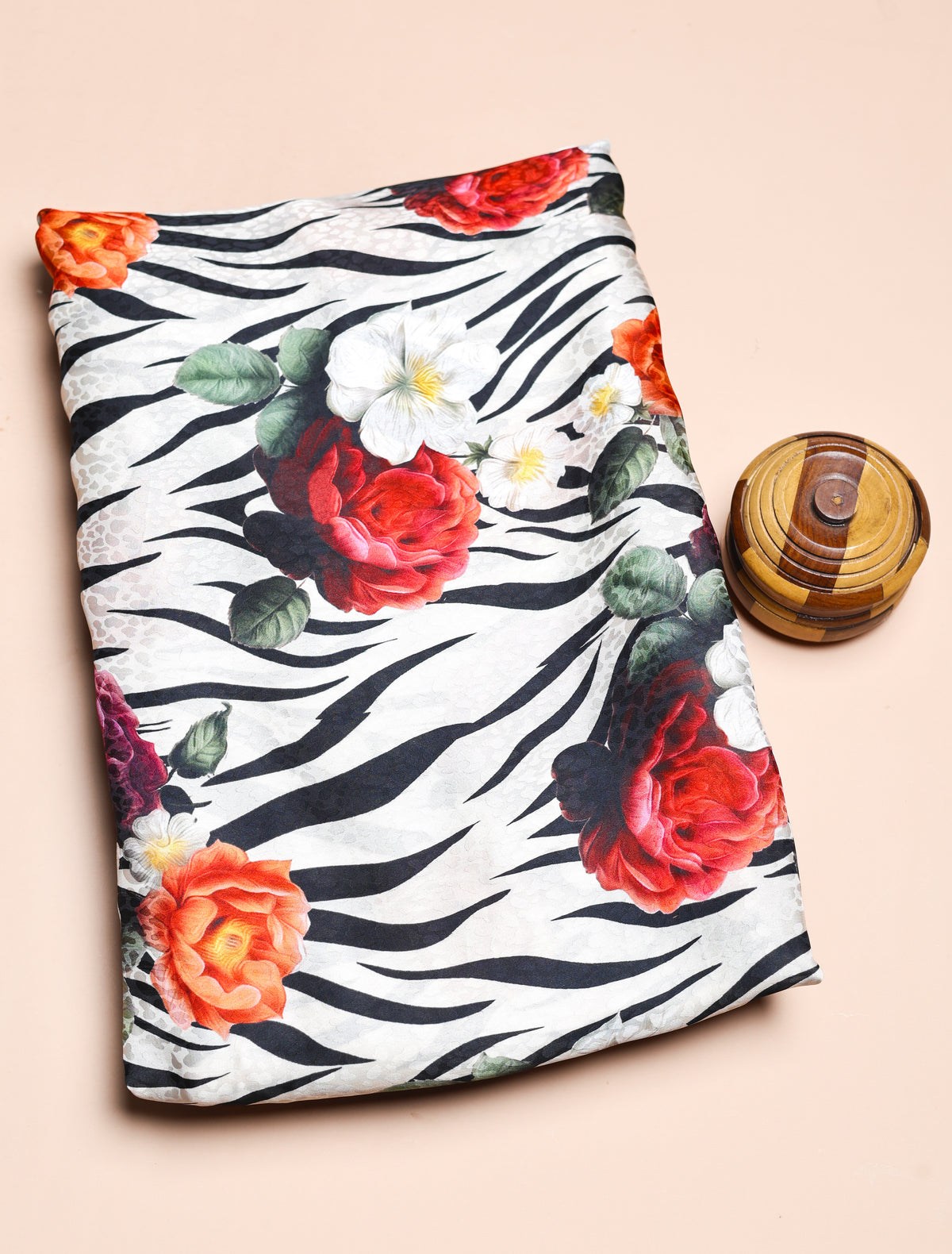 PURE CREPE SILK SELF DESIGN FABRIC - PRE-CUT 4 MTRS PIECE