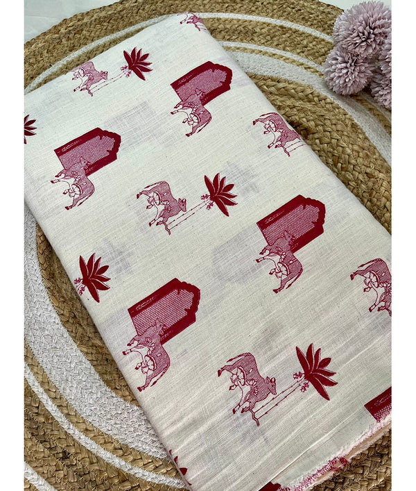 Cotton slub Pichwai Printed fabric