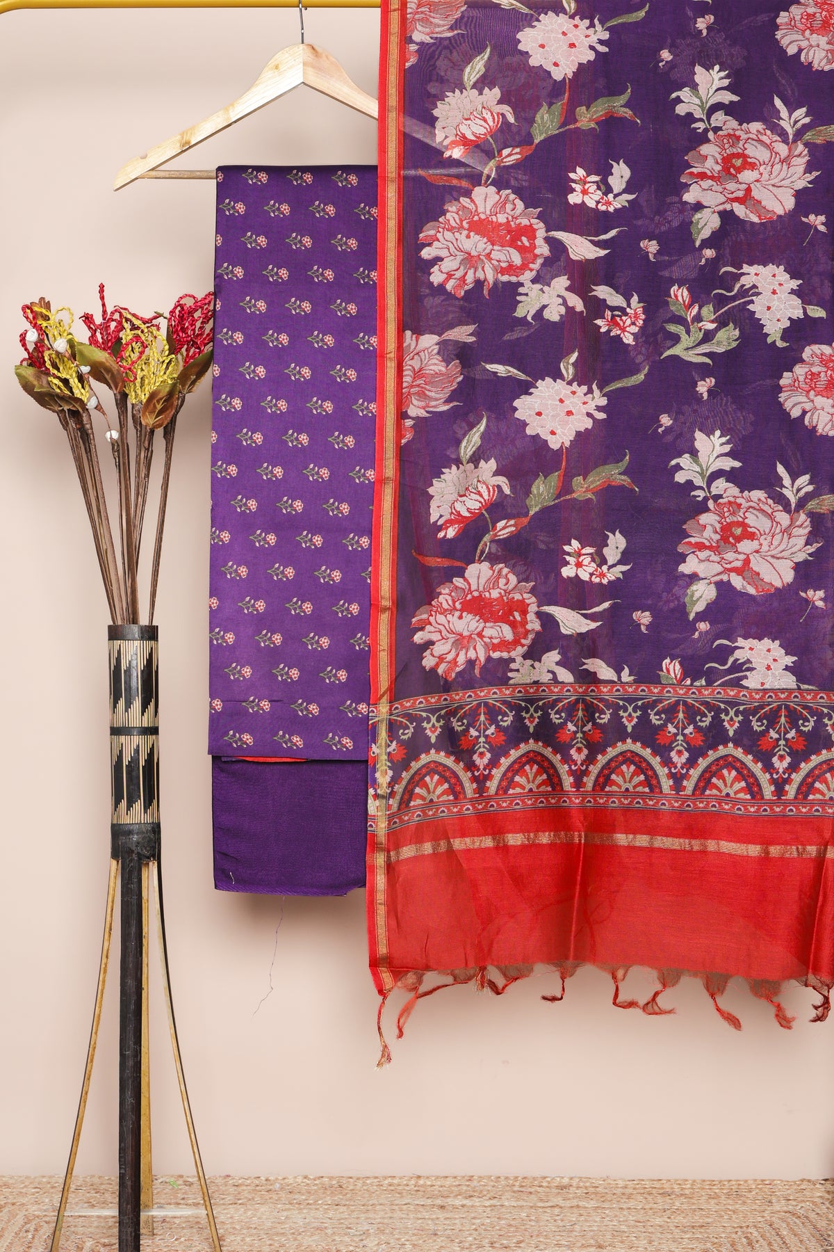 PURE MUL CHANDERI SUIT SET