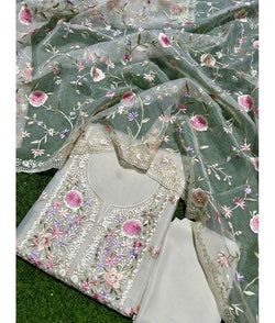 pure organza embroidery suit set