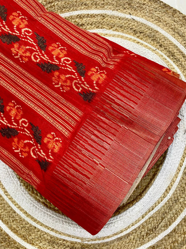 Temple border tussar fabric