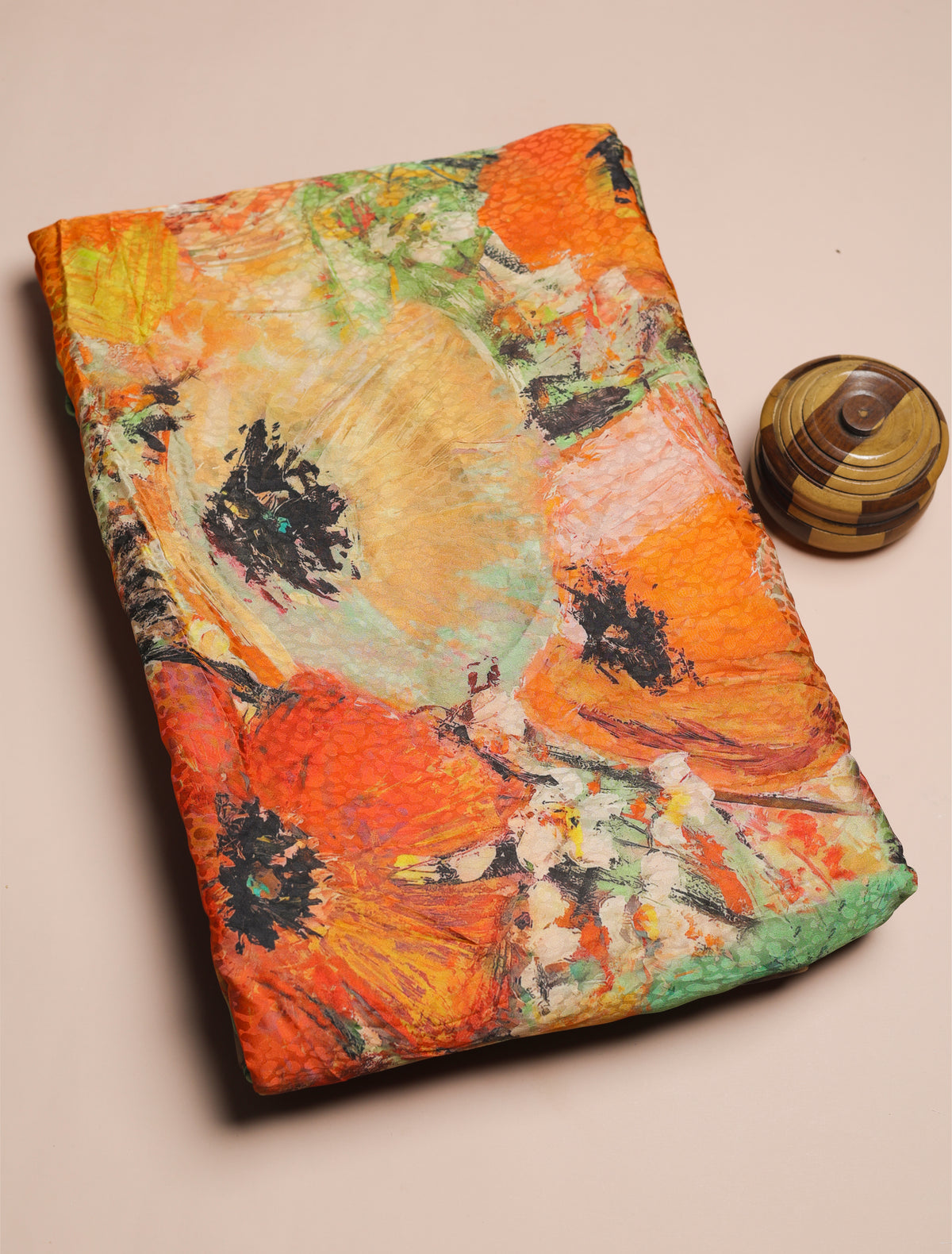 PURE CREPE SILK SELF DESIGN FABRIC - PRE-CUT 4 MTRS PIECE