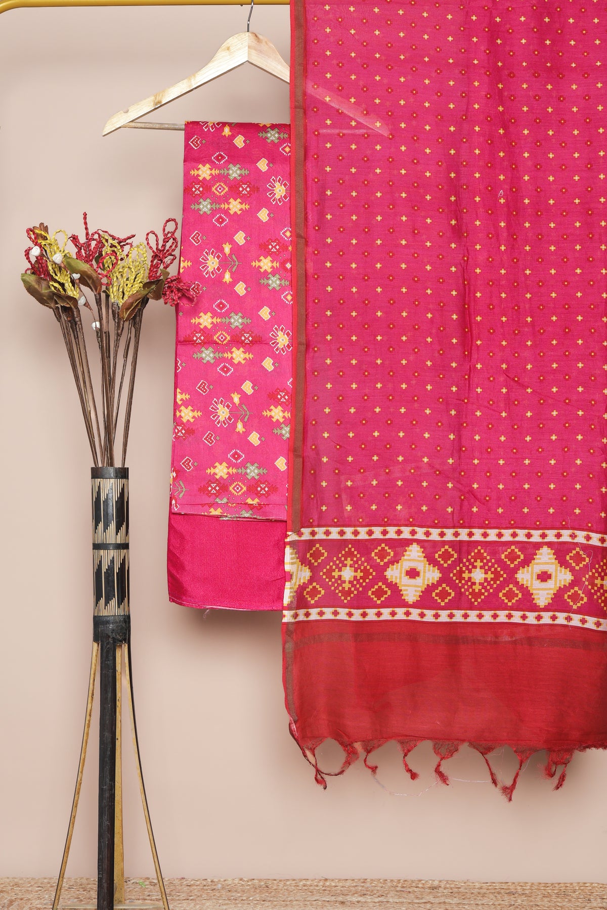 PURE MUL CHANDERI SUIT SET
