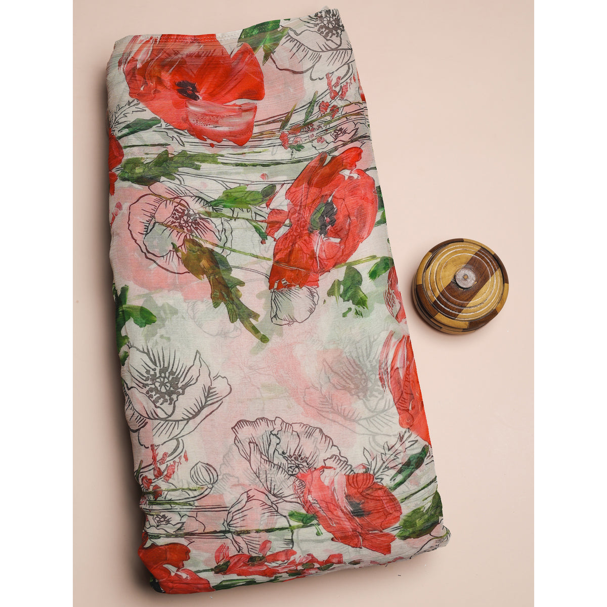 BEMBERG CHIFFON PRINTED FABRIC - PRE-CUT 4 MTRS PIECE