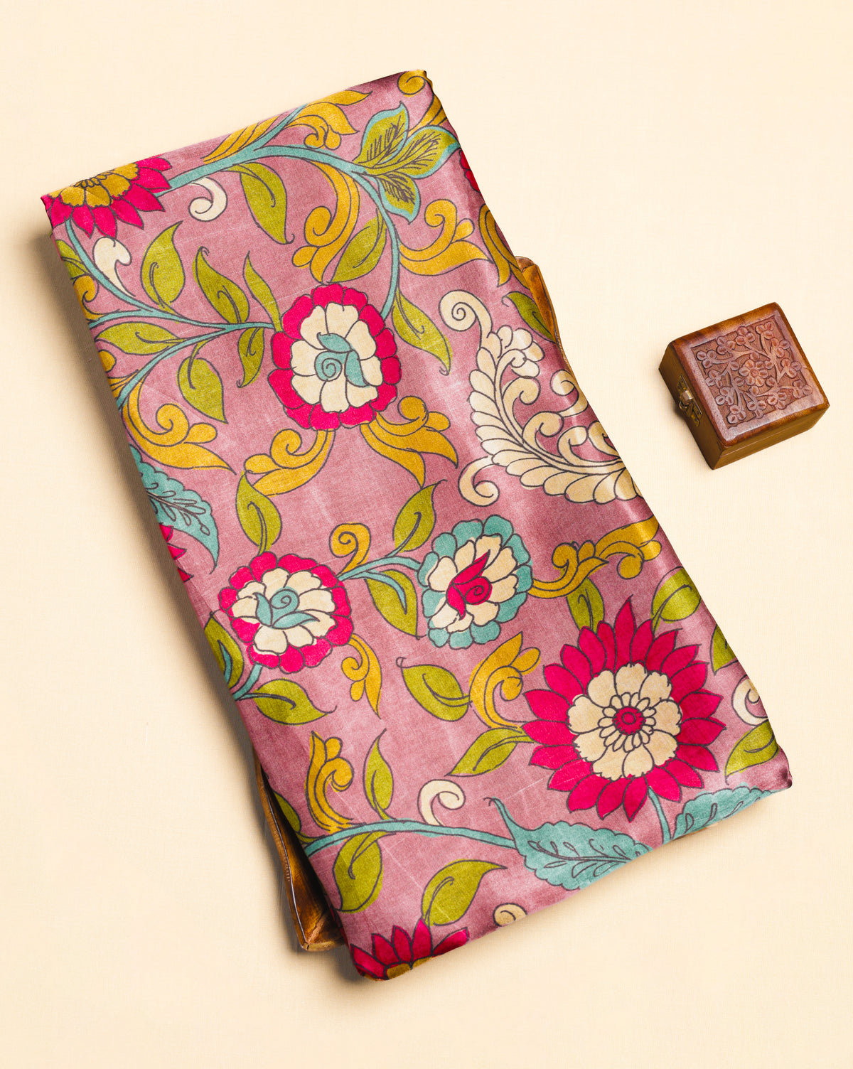 PURE GAJJI SILK KALAMAKRI PRINTED FABRIC