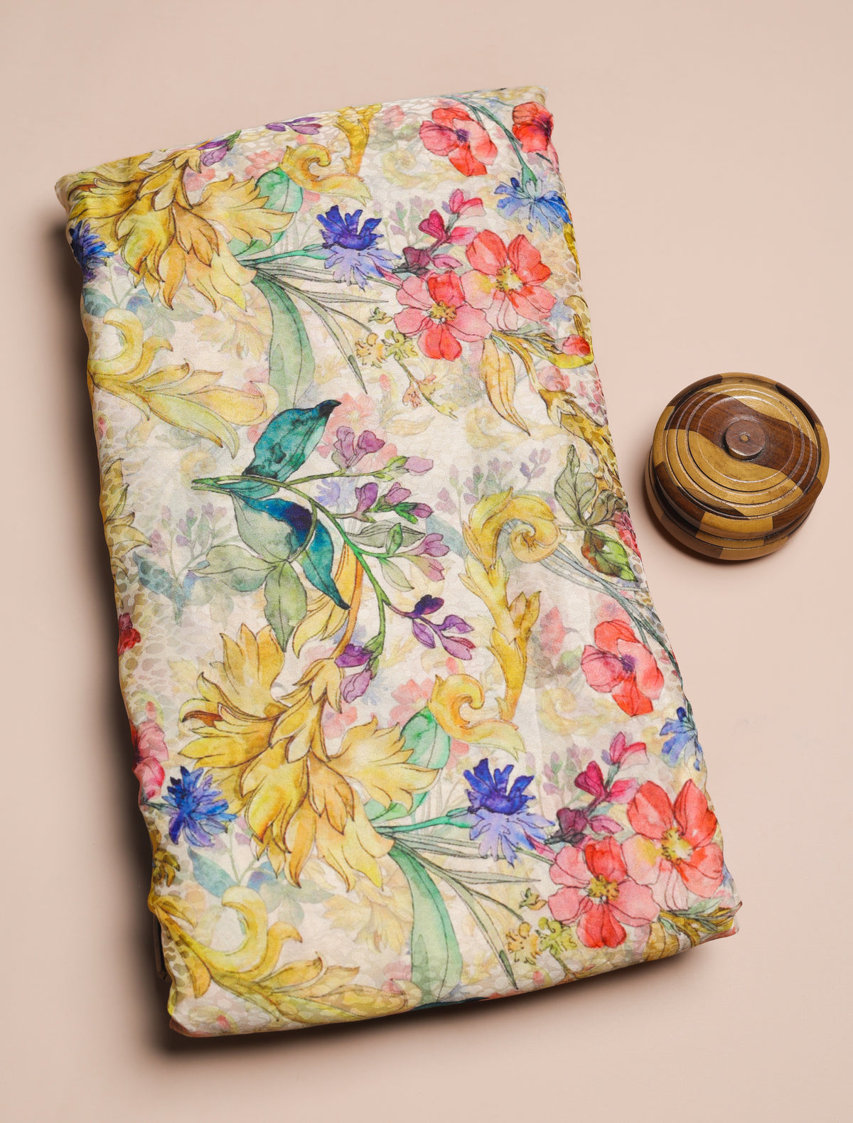 PURE CREPE SILK SELF DESIGN FABRIC - PRE-CUT 4 MTRS PIECE