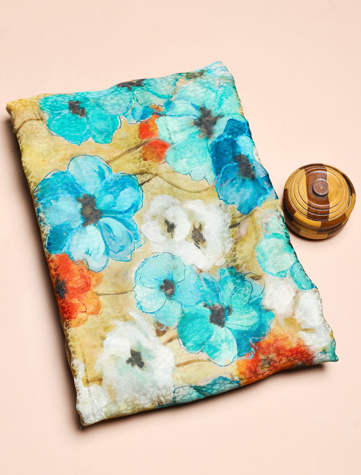 PURE CREPE SILK SELF DESIGN FABRIC - PRE-CUT 4 MTRS PIECE