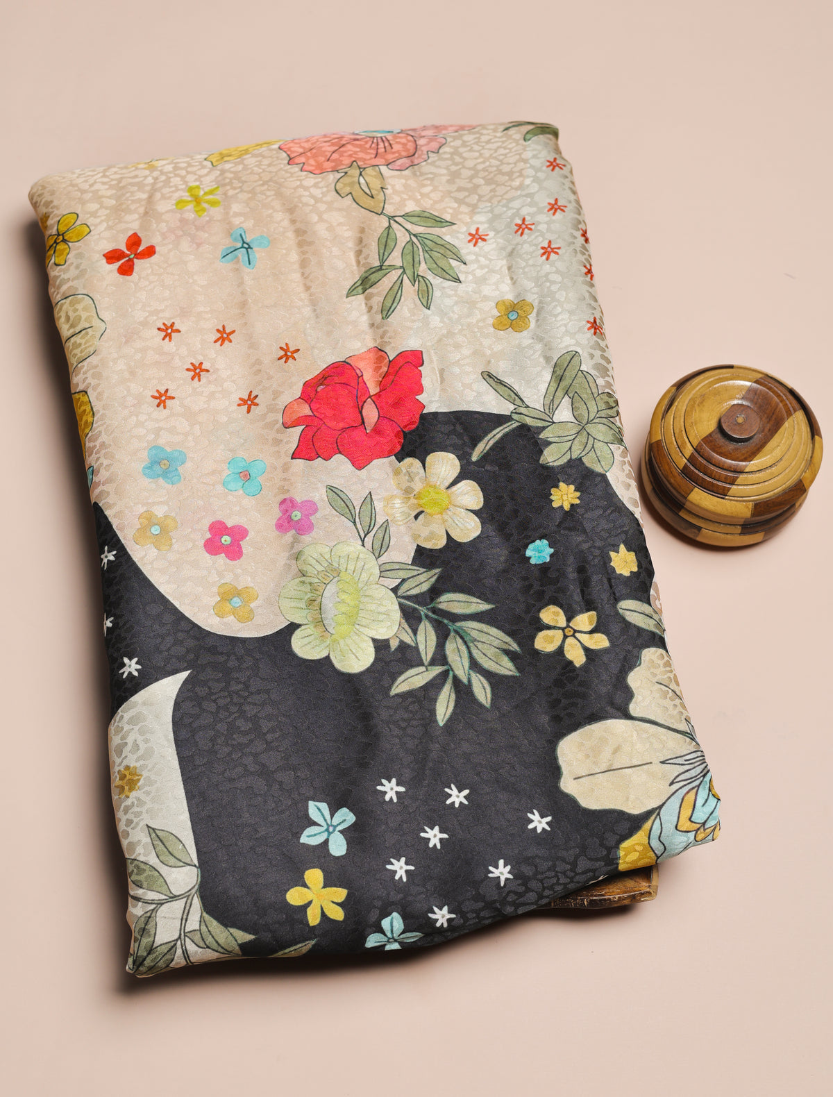PURE CREPE SILK SELF DESIGN FABRIC - PRE-CUT 4 MTRS PIECE