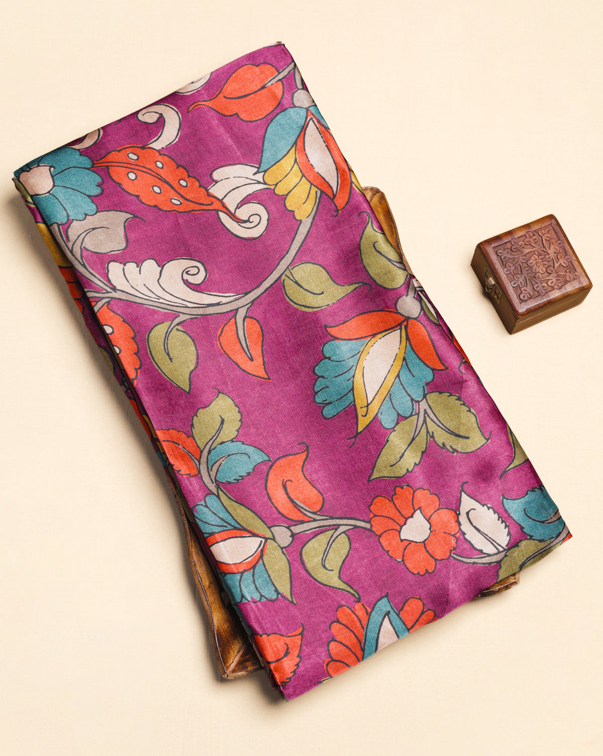 PURE GAJJI SILK KALAMAKRI PRINTED FABRIC