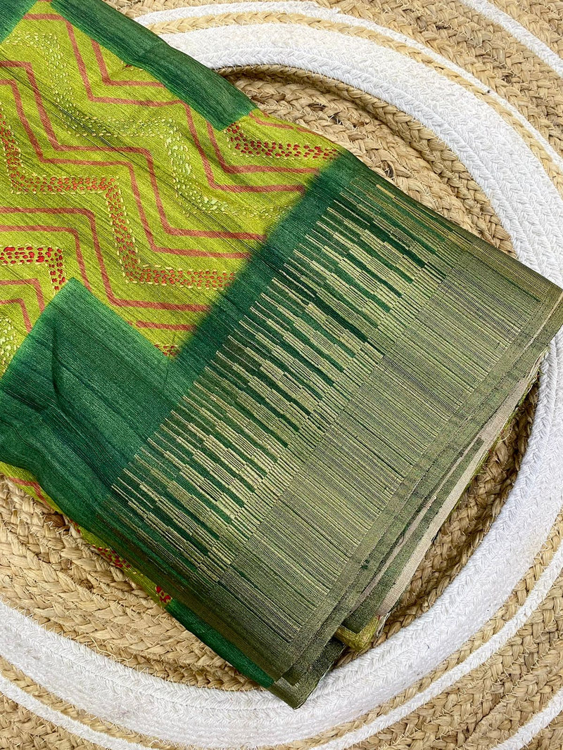 Temple border tussar fabric