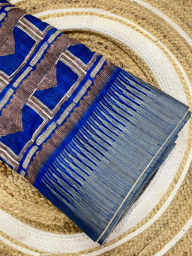 Temple border tussar fabric
