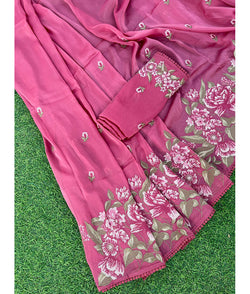 Crush organza saree with embroidered blouse