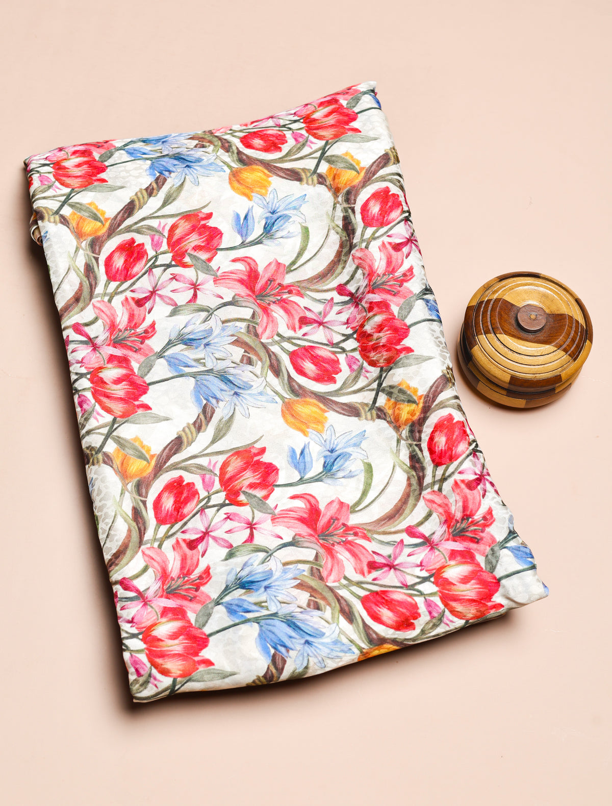 PURE CREPE SILK SELF DESIGN FABRIC - PRE-CUT 4 MTRS PIECE