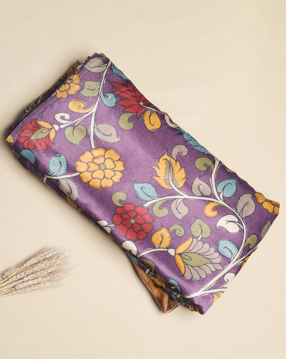 PURE GAJJI SILK KALAMAKRI PRINTED FABRIC