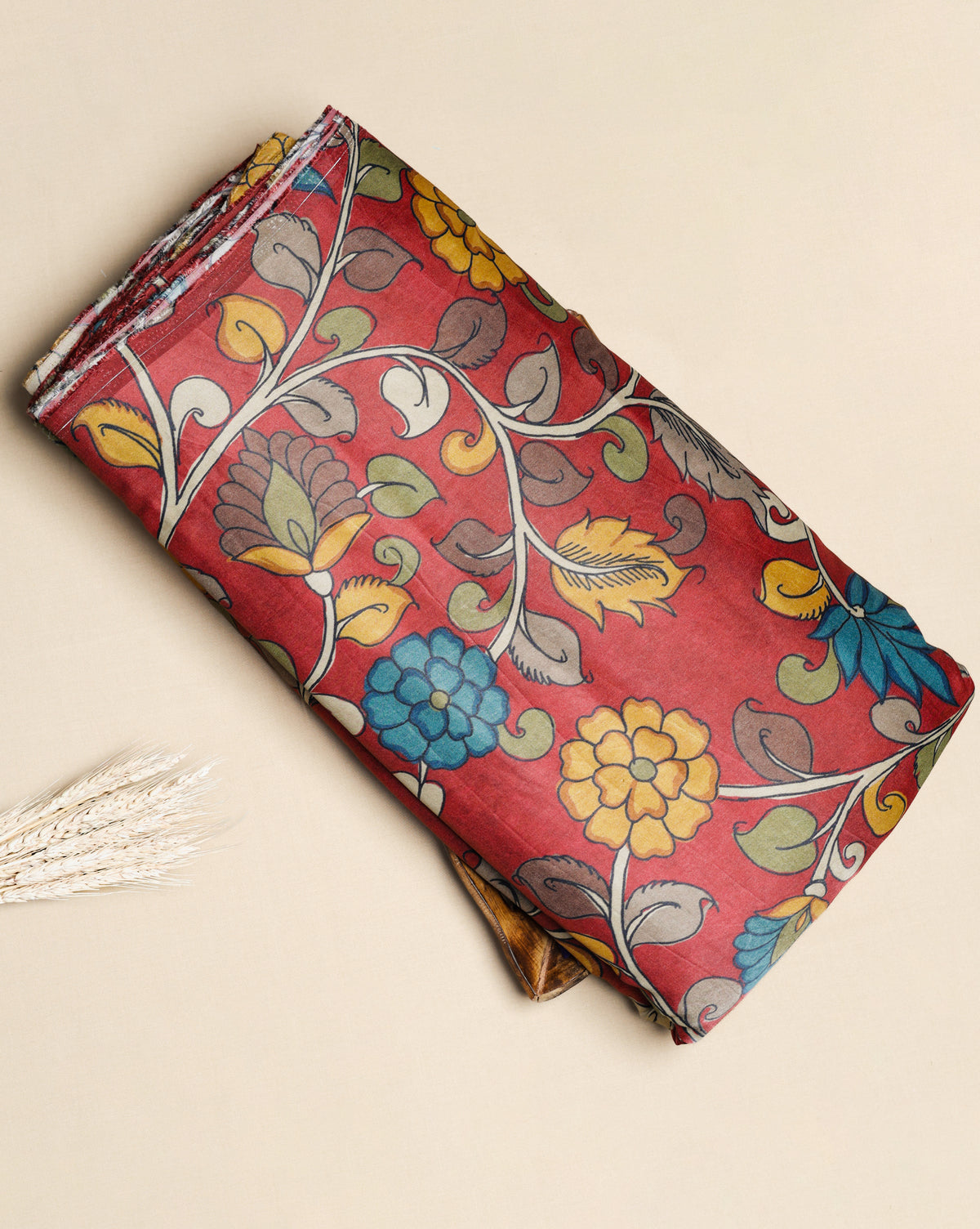 PURE GAJJI SILK KALAMAKRI PRINTED FABRIC