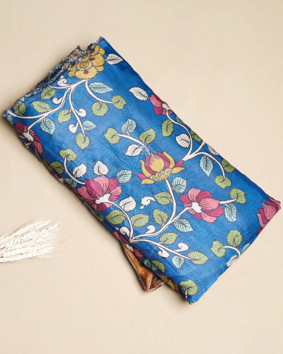 PURE GAJJI SILK KALAMAKRI PRINTED FABRIC