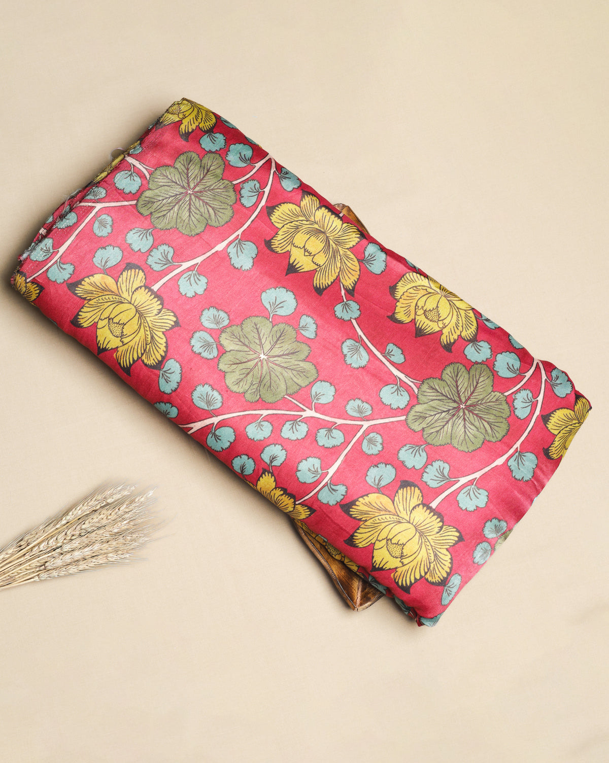 PURE GAJJI SILK KALAMAKRI PRINTED FABRIC