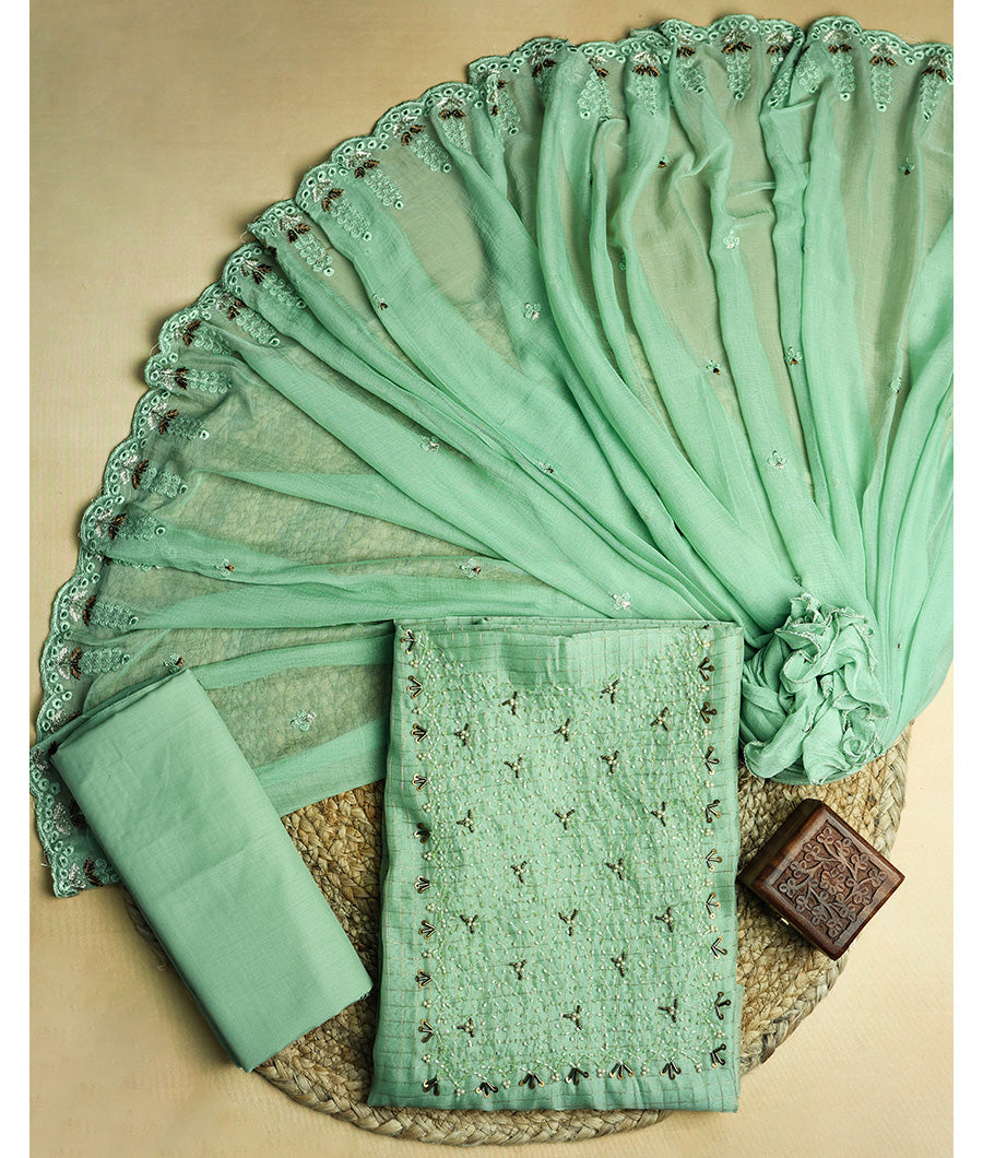 VISCOSE SHIMMER SILK HANDWORK SUIT SET