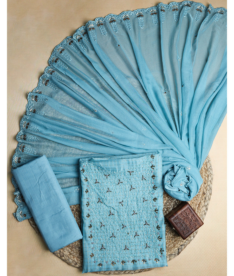 VISCOSE SHIMMER SILK HANDWORK SUIT SET