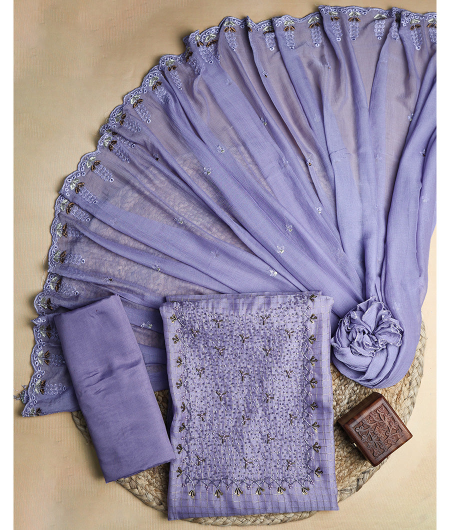 VISCOSE SHIMMER SILK HANDWORK SUIT SET