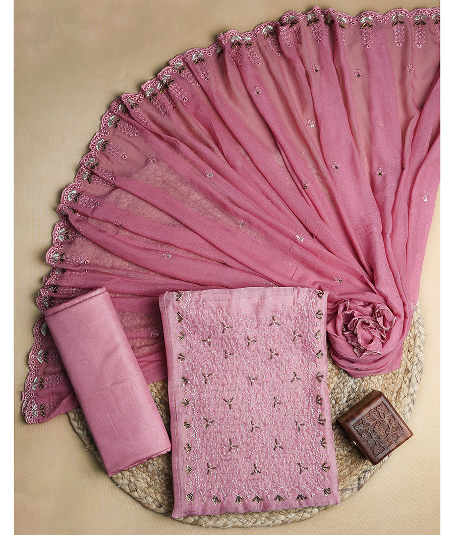 VISCOSE SHIMMER SILK HANDWORK SUIT SET