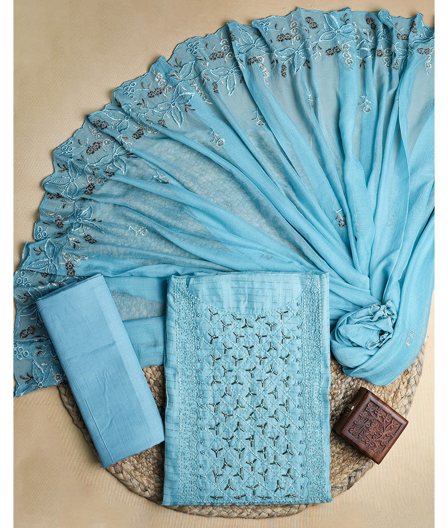 VISCOSE SHIMMER SILK HANDWORK SUIT SET