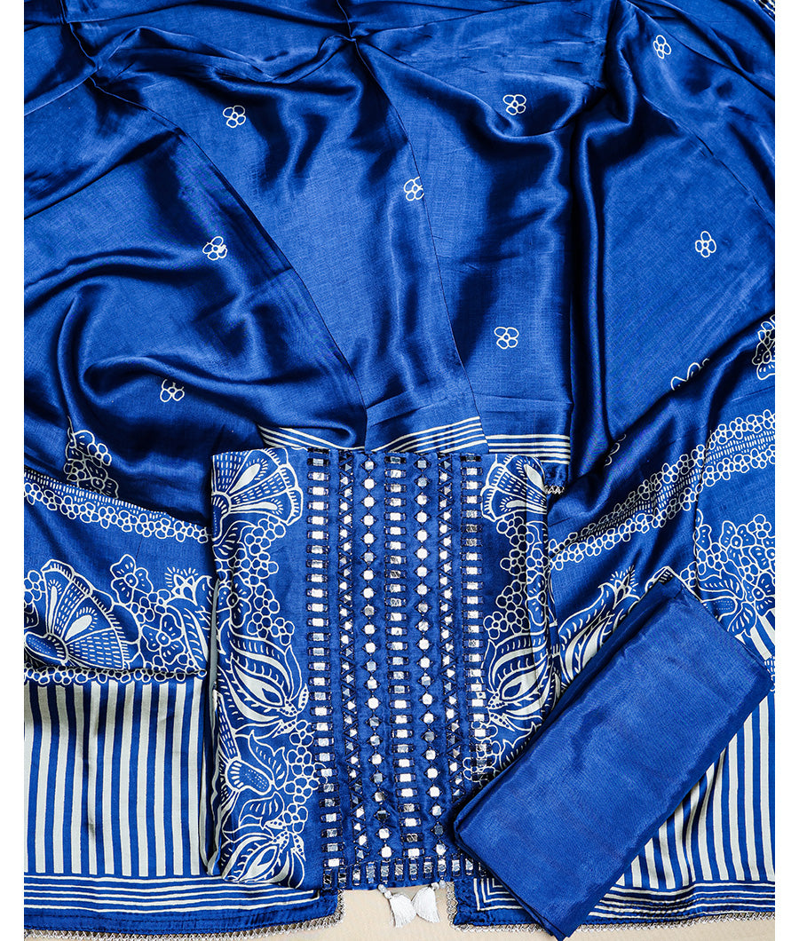 PURE GAJJI SILK PRINTED SUIT SET