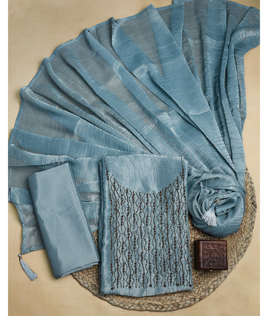 VISCOSE SHIMMER SILK HANDWORK SUIT SET