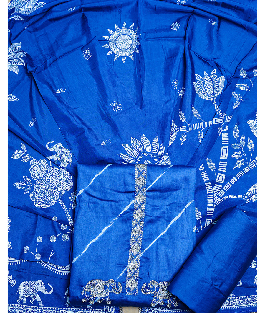 PURE GAJJI SILK PRINTED SUIT SET