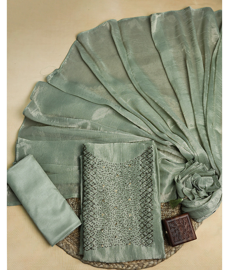 VISCOSE SHIMMER SILK HANDWORK SUIT SET