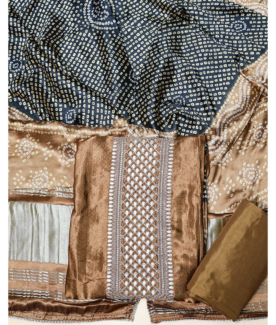 PURE GAJJI SILK BANDHANI PRINTED SUIT SET