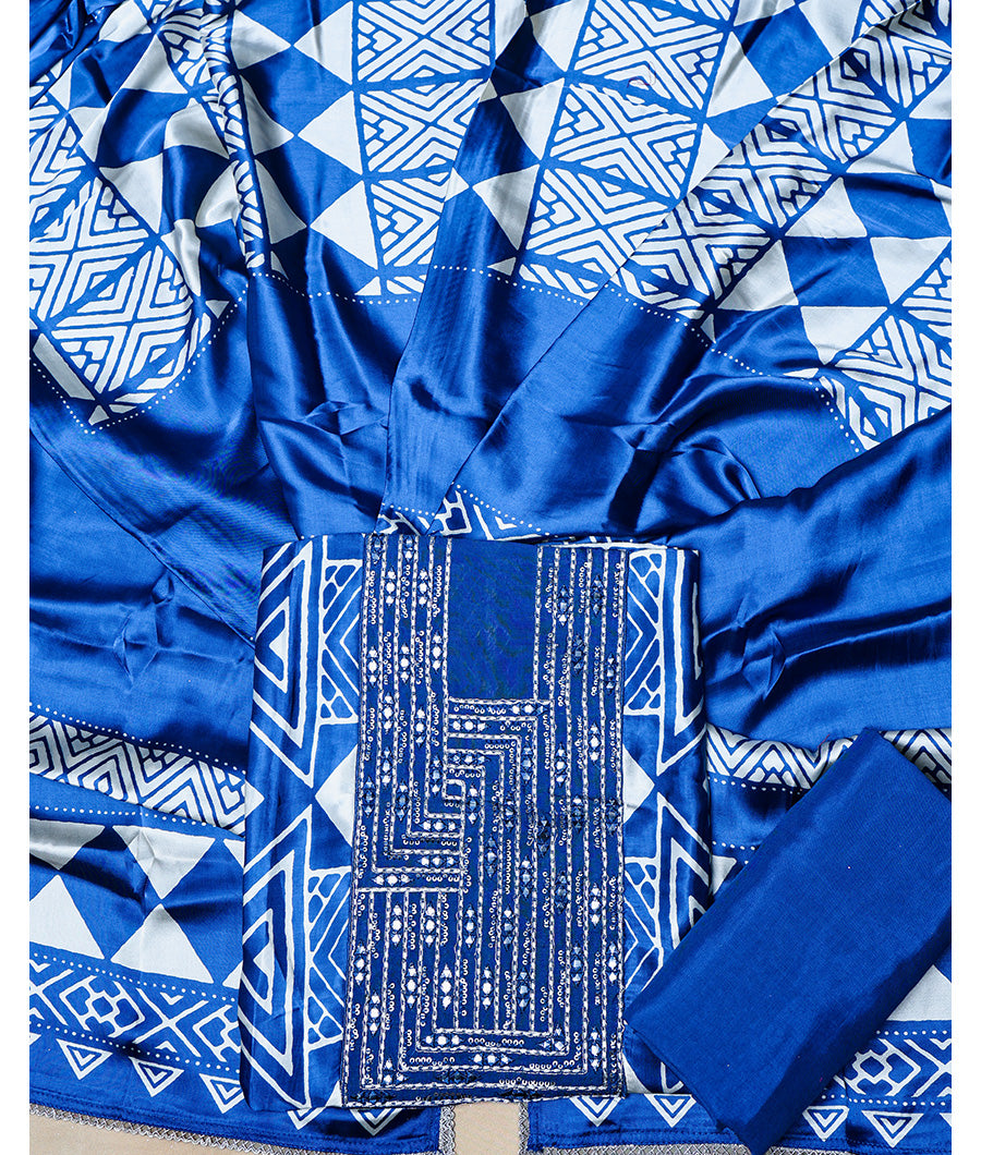 PURE GAJJI SILK PRINTED SUIT SET
