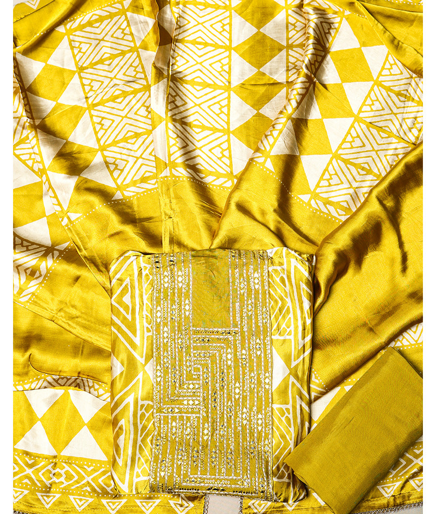 PURE GAJJI SILK PRINTED SUIT SET