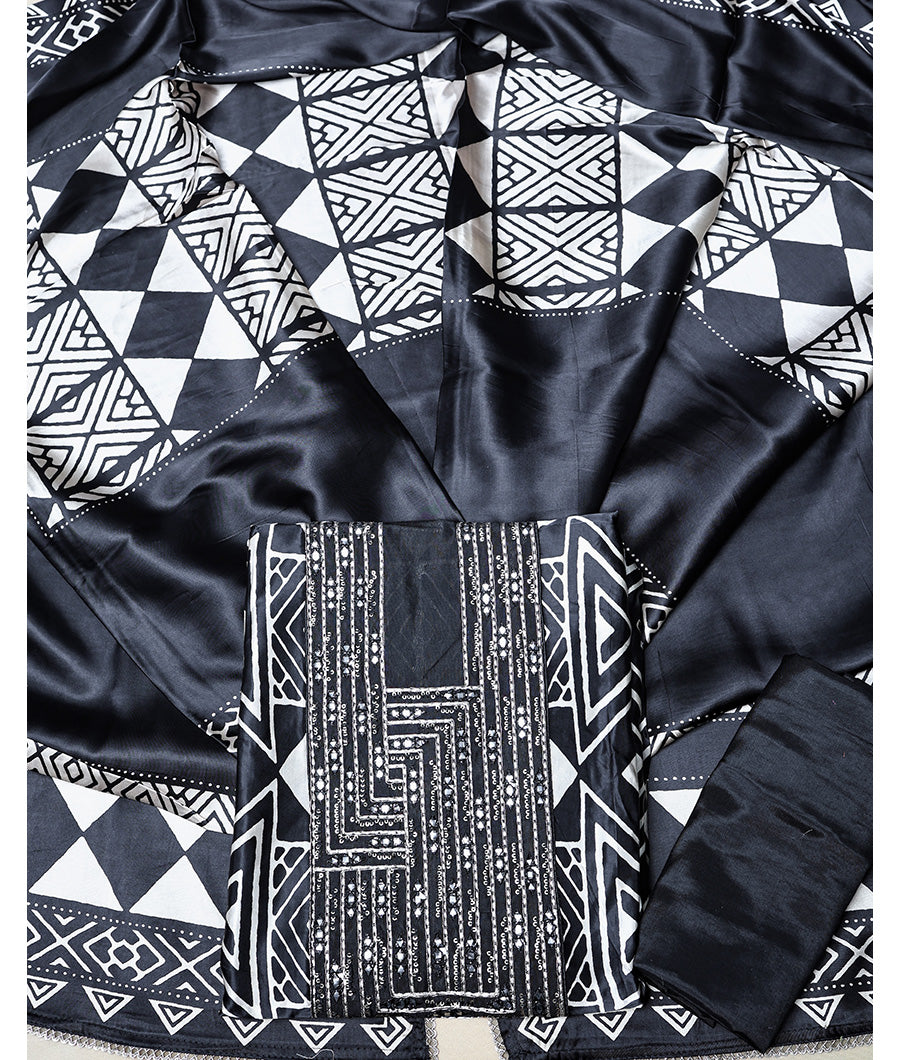 PURE GAJJI SILK PRINTED SUIT SET