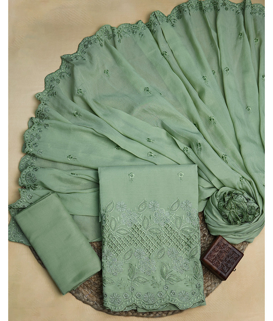COTTON SILK EMBROIDERED SUIT SET