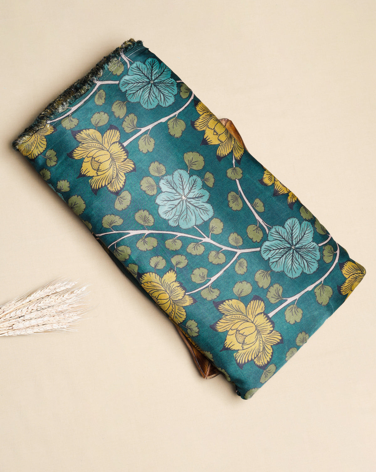 PURE GAJJI SILK KALAMAKRI PRINTED FABRIC