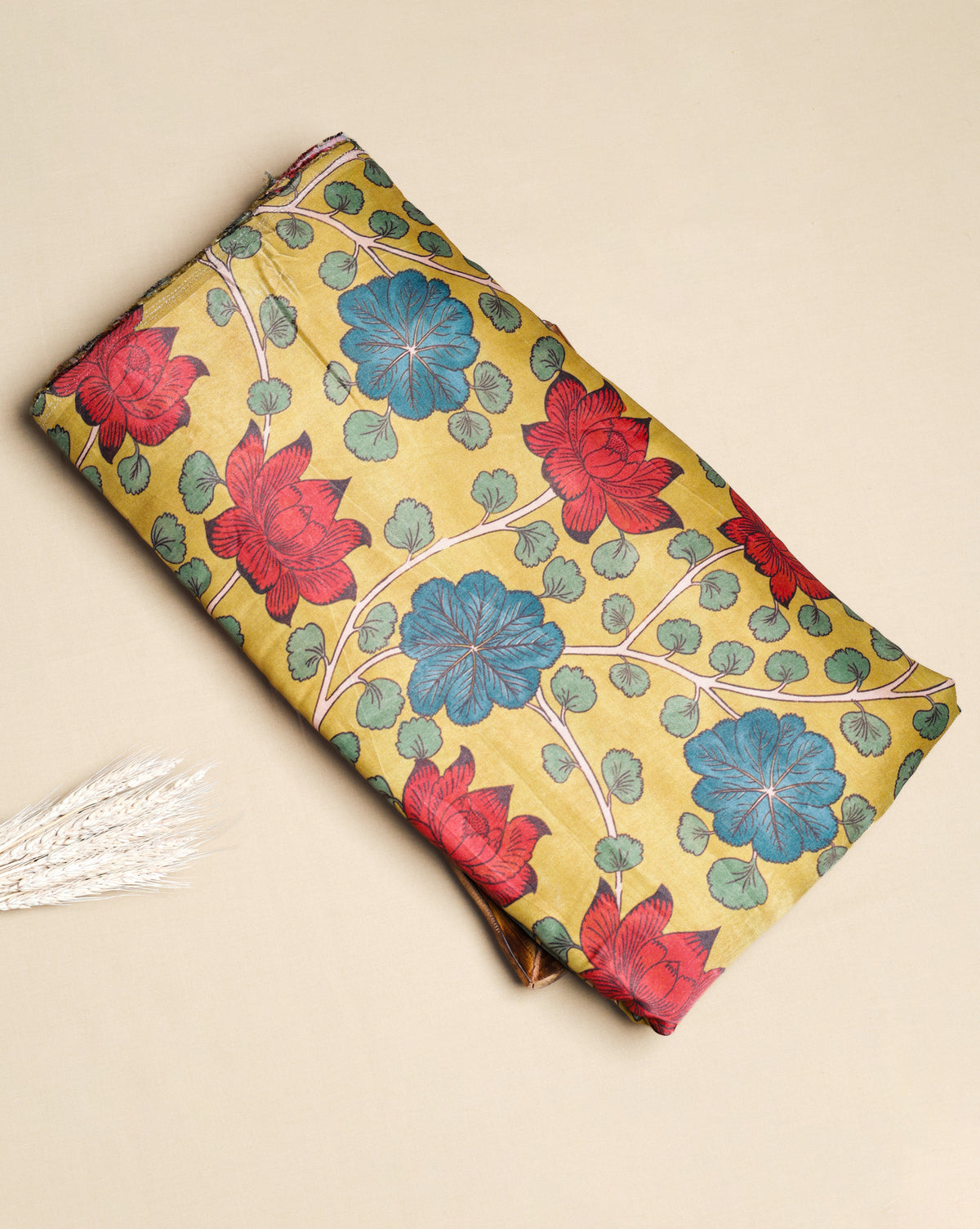 PURE GAJJI SILK KALAMAKRI PRINTED FABRIC