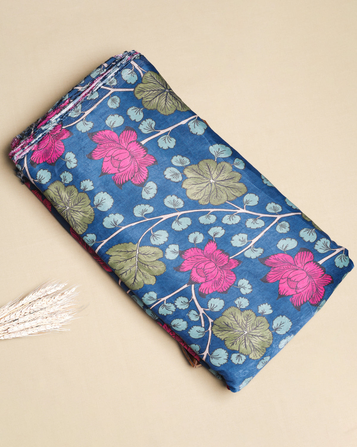 PURE GAJJI SILK KALAMAKRI PRINTED FABRIC