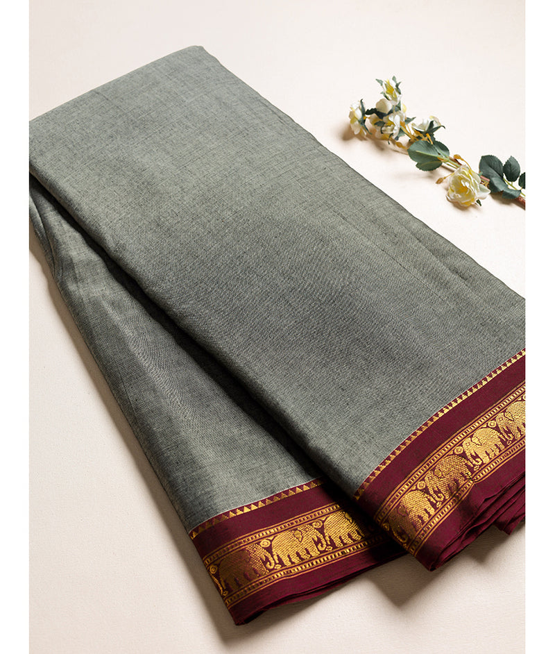 Handloom Cotton Narayanpet Zari Border Fabric